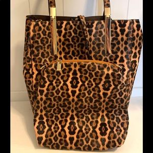 Large Leopard Print Tote with Bonus Bag